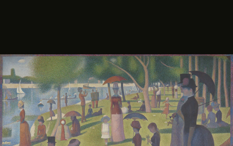 Museum kiosk showing a Seurat painting
